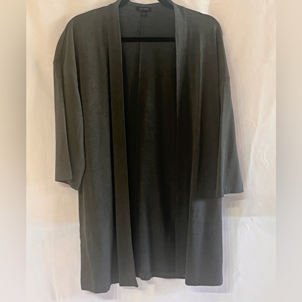 J Jill Wearever Collection Charcoal Gray Open-Front Cardigan